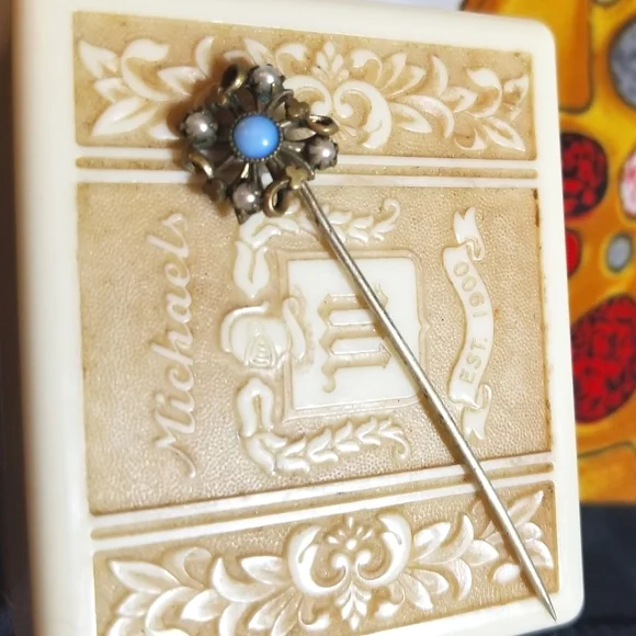 VICTORIAN Era 1800s Opal Seed Pearl GF  Stick Pin - Picture 5 of 7